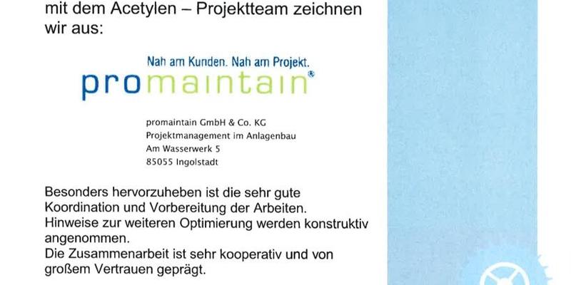 promaintain received certificate from BASF — promaintain