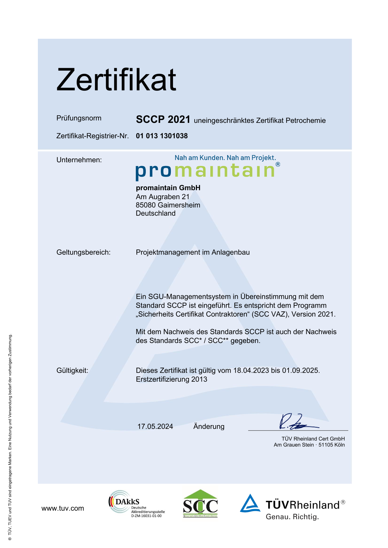 Zertifikat SCCP 2021_promaintain