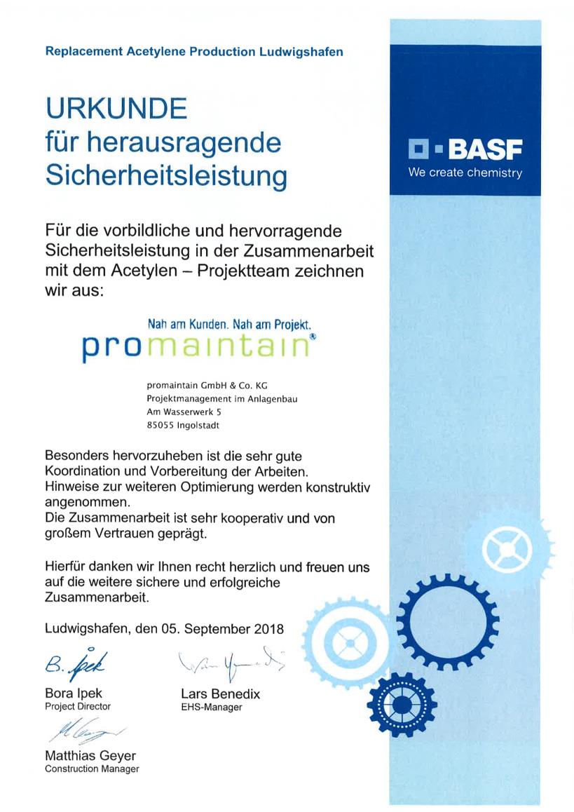 promaintain erhält Auszeichnung von BASF